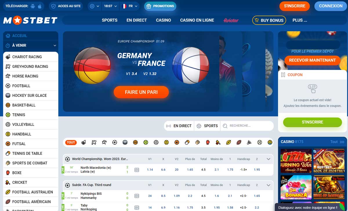 mostbet paris sportifs