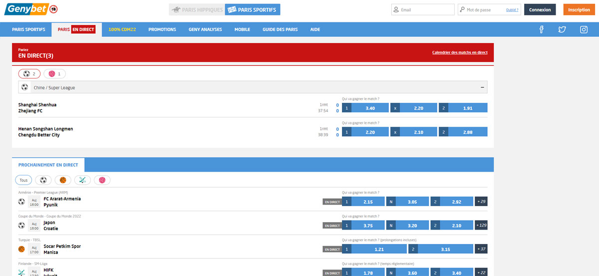 Genybet Paris en Direct