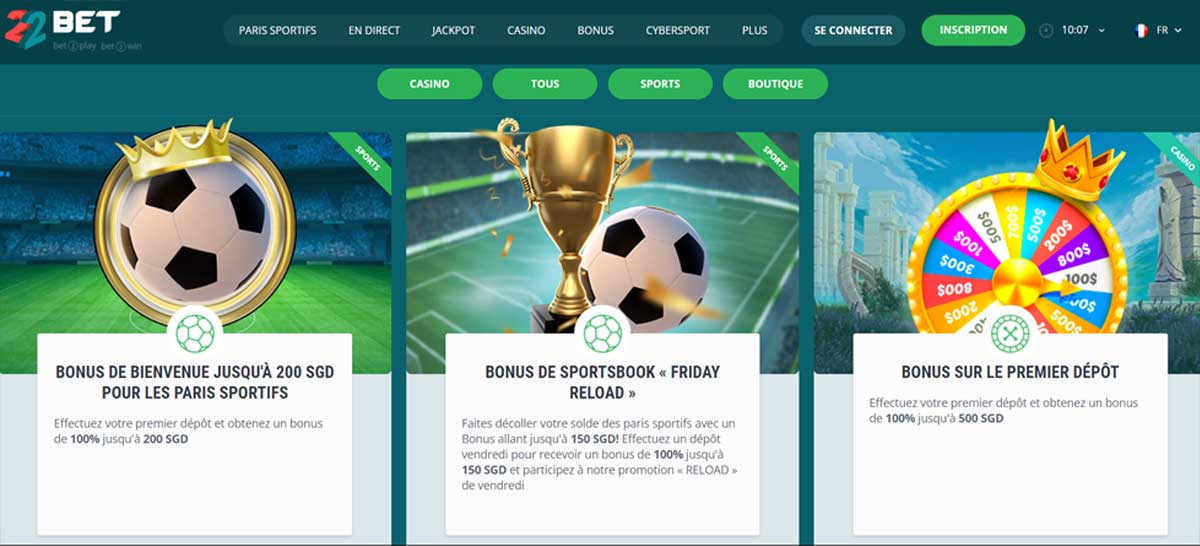 22bet bonus