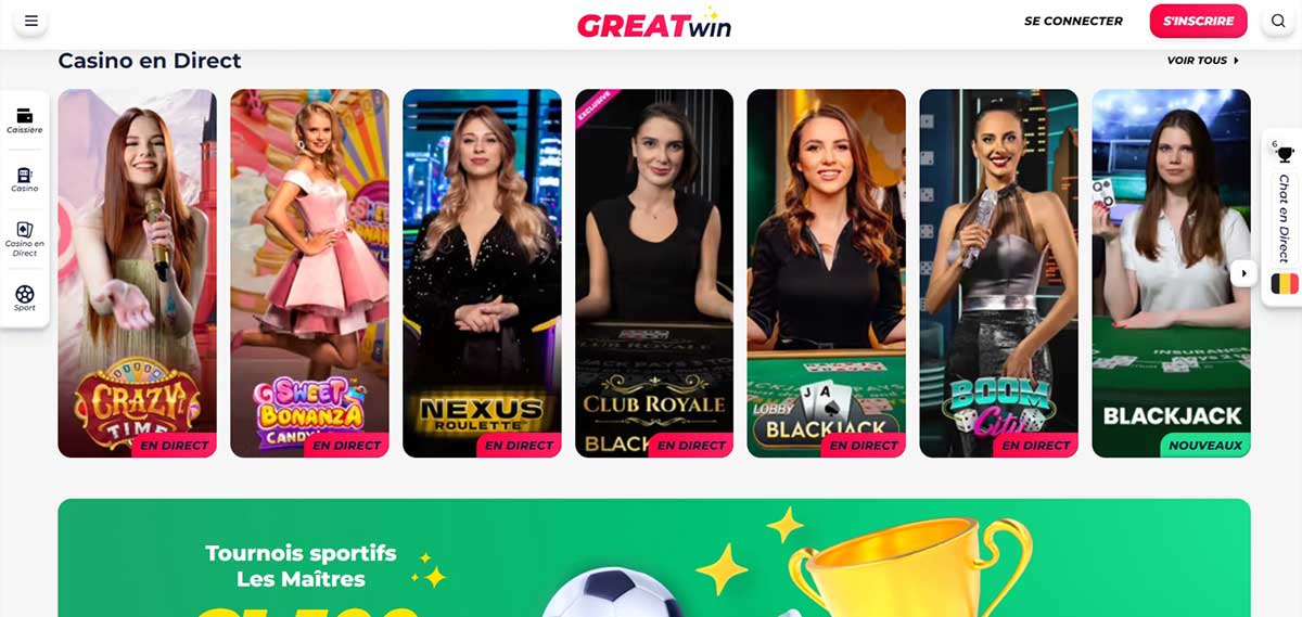 GreatWin Casino en direct