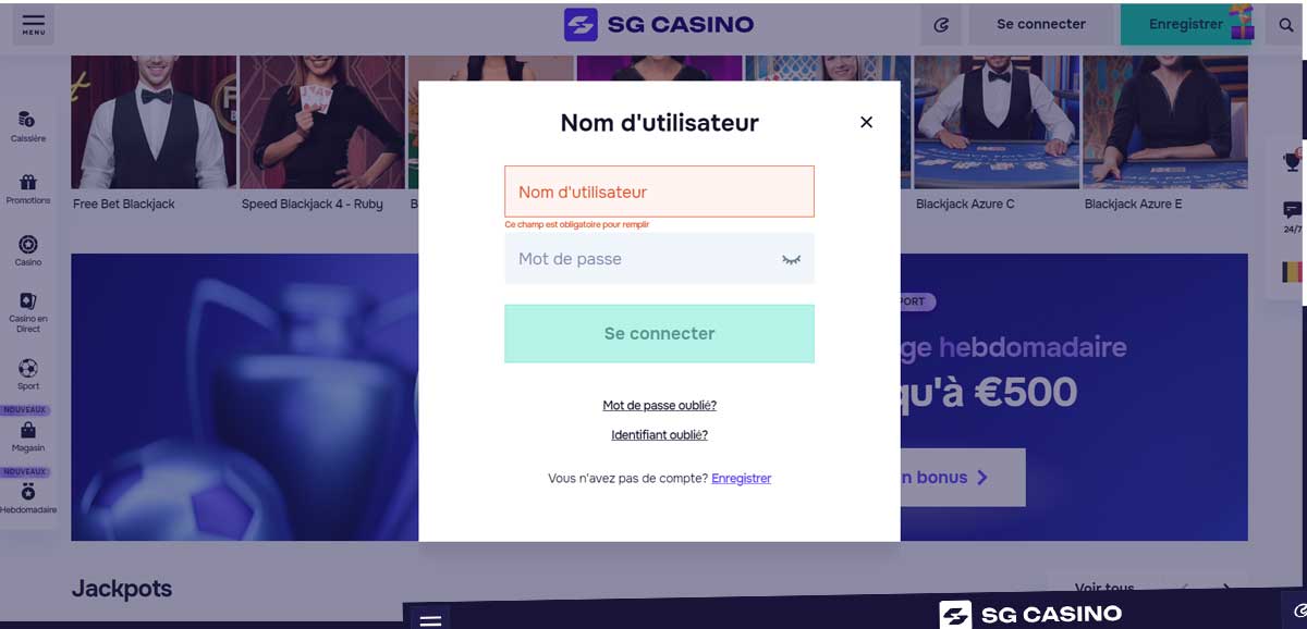 Sinscrire de casino